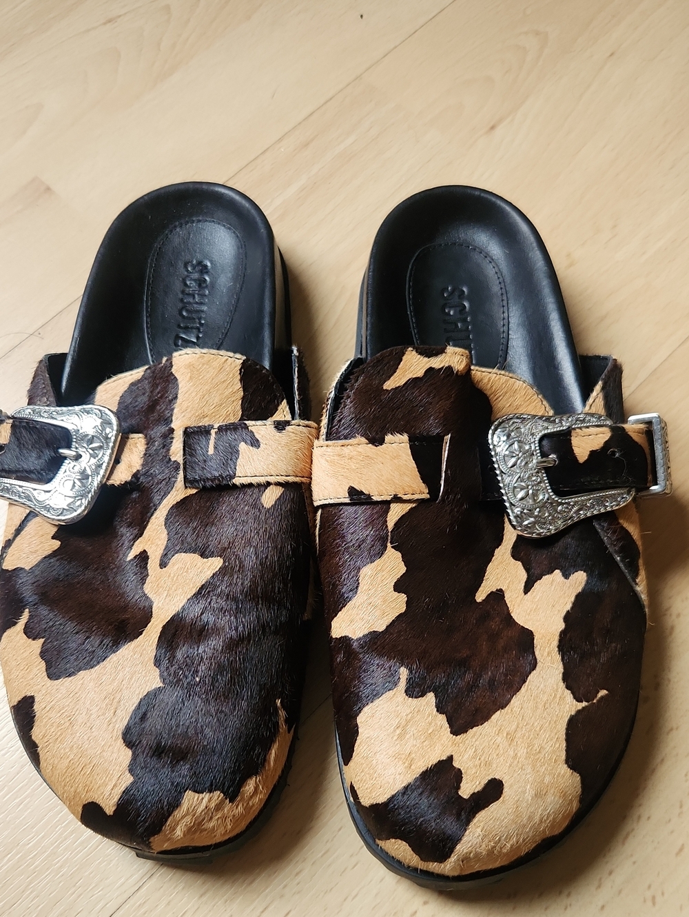 SCHUTZ Calf Hair Leather Mules Size 6.5